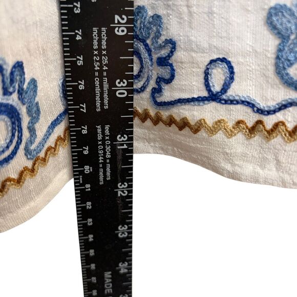 Figueroa & Flower Blouse Women's 1X V-Neck Textured 3/4 Sleeve Sheer Button Top - Picture 6 of 9